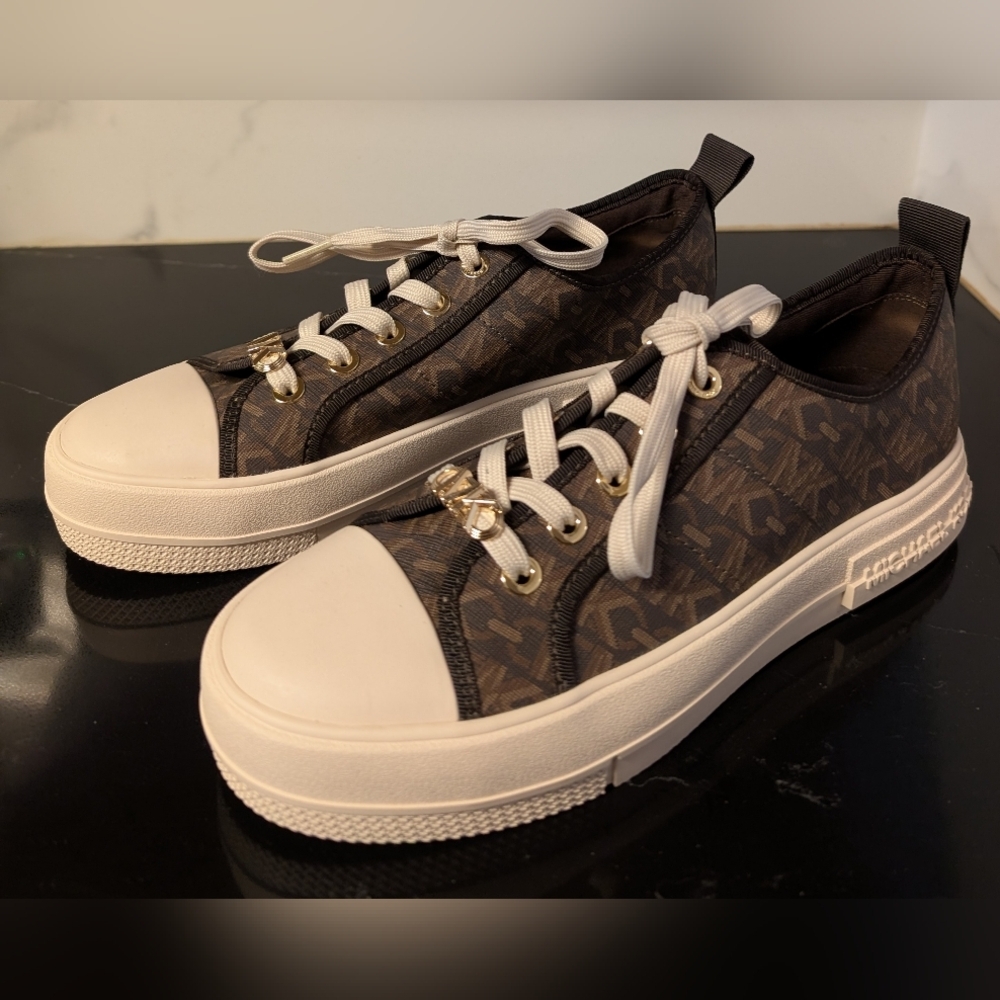 Michael Kors Evy Empire Signature Lace Up Sneakers Size 8.5 NWOT MSRP $198 - Picture 8 of 13